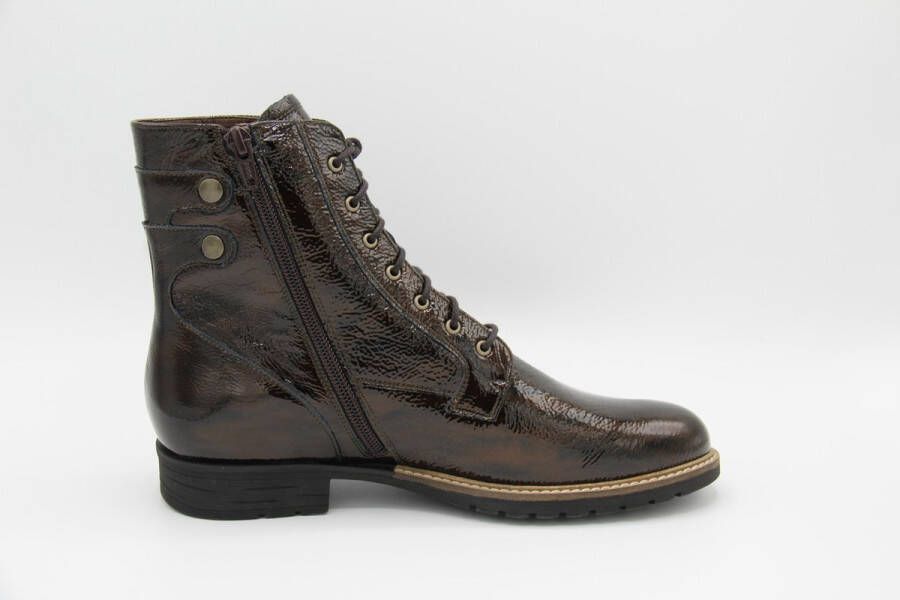 Durea bruin lak lederen veter bootie biker boot-h- ( smaller)maat