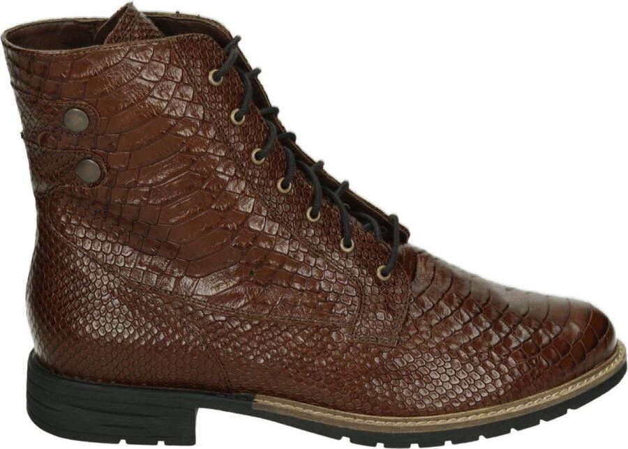 Durea 9709~K~~~~~~~~~~~~~~~~~~~~~~~~ Hoge sneakers Veterlaarzen Dames veterschoenen Dames sneakersHalf-hoge schoenen Cognac
