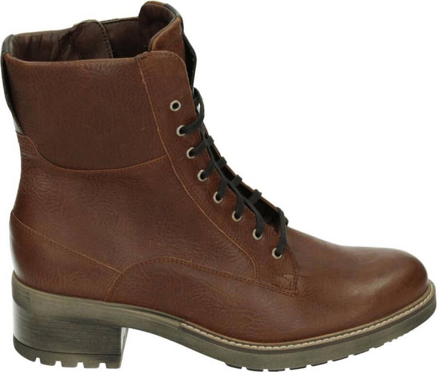 Durea 9725~H~~~~~~~~~~~~~~~~~~~~~~~~ Hoge sneakersVeterlaarzenDames veterschoenenDames sneakersHalf-hoge schoenen Cognac