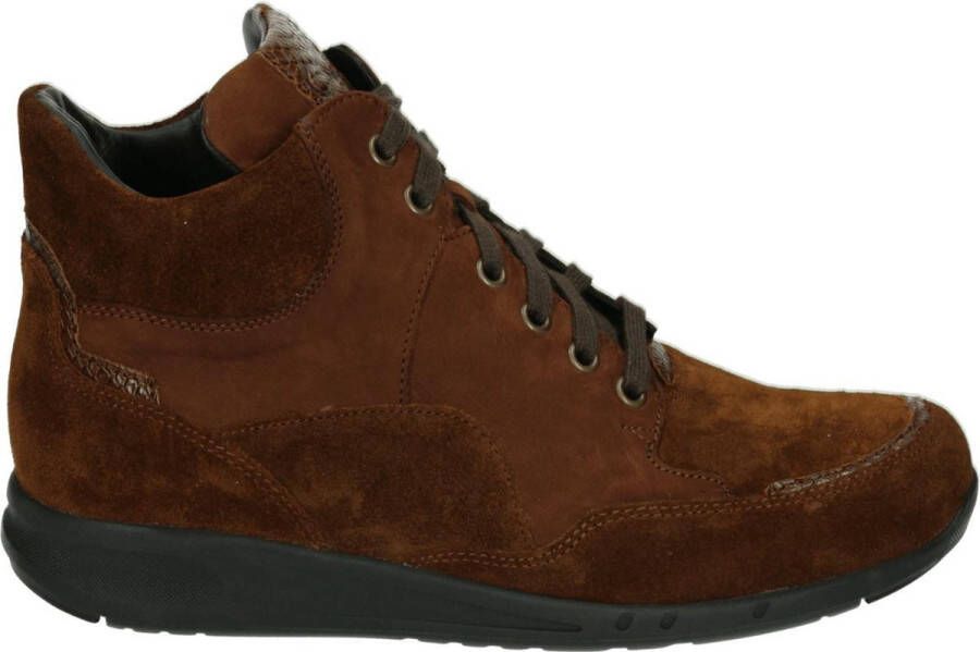 Durea 9735~H~~~~~~~~~~~~~~~~~~~~~~~~ Hoge sneakersVeterlaarzenDames veterschoenenDames sneakersHalf-hoge schoenen Cognac