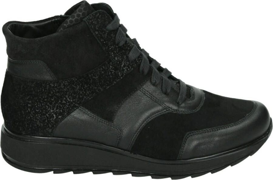 Durea 9745 H Hoge sneakersVeterbootsDames veterschoenenDames sneakersHalf-hoge schoenen Zwart