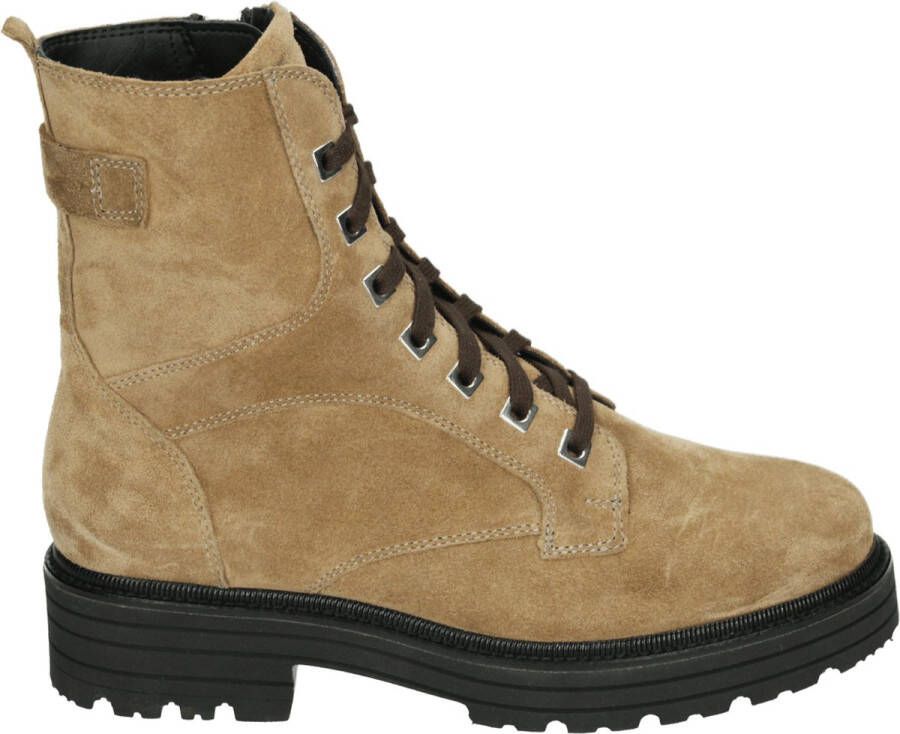 Durea 9758~H~~~~~~~~~~~~~~~~~~~~~~~~ Hoge sneakersVeterlaarzenDames veterschoenenDames sneakersHalf-hoge schoenen Taupe