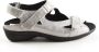 Durea 7258 216 6683 Zilver kleurige dames sandalen met klittenband sluiting - Thumbnail 4