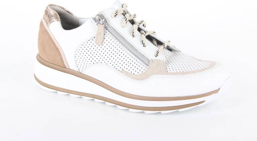 Durea -Dames Sneaker 6262-685-9497 Beige wit Wijdte H ½ ( 40)