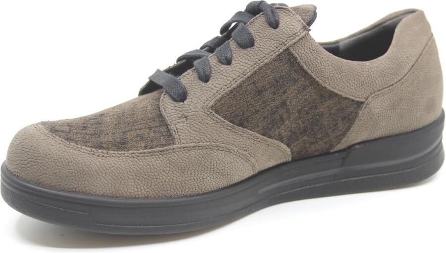 Durea 6226 288 0112 Taupe kleurige dames brede veterschoen met rits - Foto 3