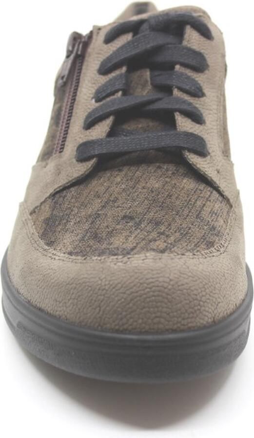 Durea 6226 288 0112 Taupe kleurige dames brede veterschoen met rits - Foto 2