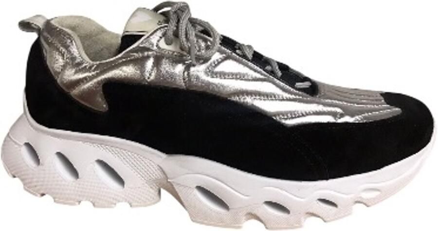Durea zwart met zilver metallic dames sneakers