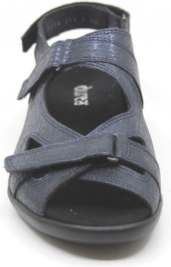Durea 7258 215 9528 Blauw kleurige smalle dames sandalen met klittenband sluiting - Foto 2
