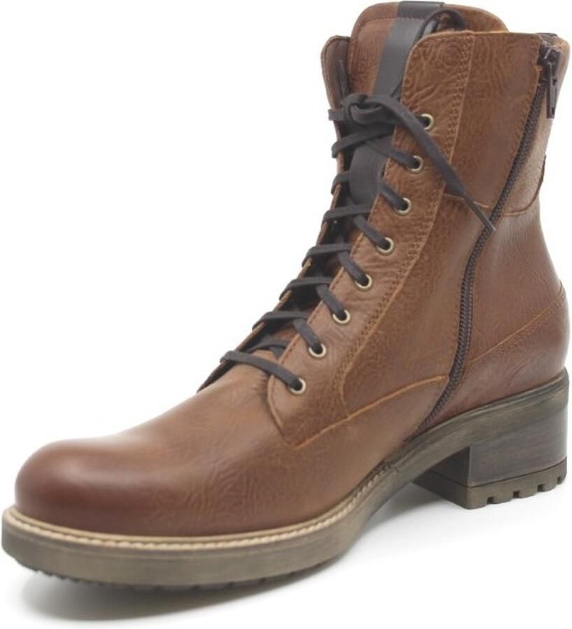 Durea 9725~H~~~~~~~~~~~~~~~~~~~~~~~~ Hoge sneakersVeterlaarzenDames veterschoenenDames sneakersHalf-hoge schoenen Cognac - Foto 2