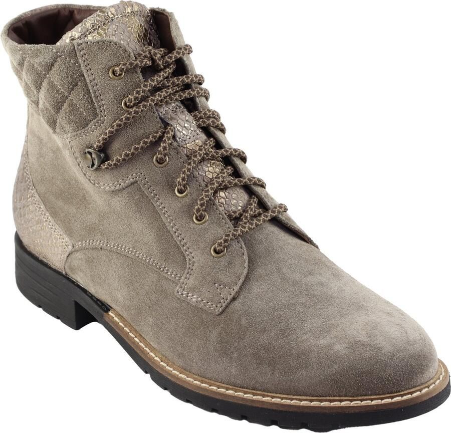 Durea 9731~H~~~~~~~~~~~~~~~~~~~~~~~~ Hoge sneakersVeterlaarzenDames veterschoenenDames sneakersHalf-hoge schoenen Taupe