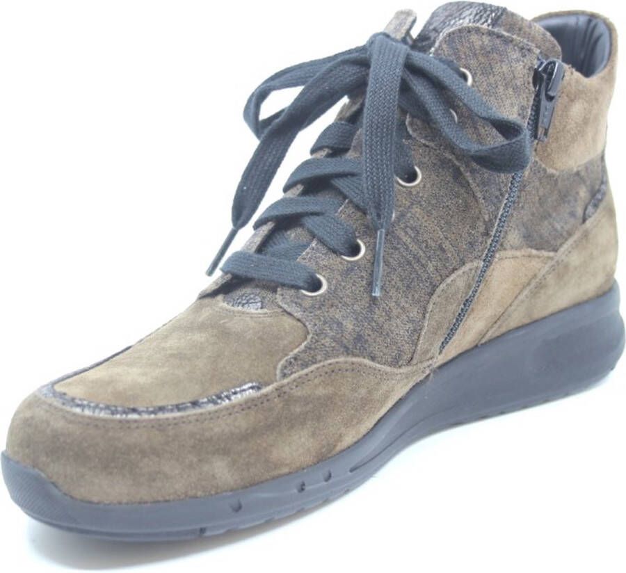 Durea 9735~G~GO~~~~~~~~~~~~~~~~~~~~~ Hoge sneakersVeterlaarzenDames veterschoenenDames sneakersHalf-hoge schoenen Bruin