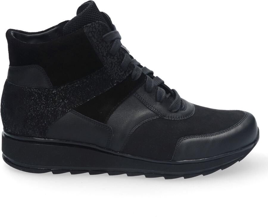 Durea 9745 H Hoge sneakers Veterboots Dames veterschoenen Dames sneakersHalf-hoge schoenen Zwart