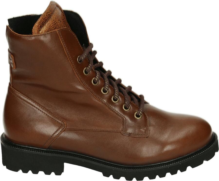Durea 9769 K Hoge sneakers Veterboots Dames veterschoenen Dames sneakersHalf-hoge schoenen Cognac