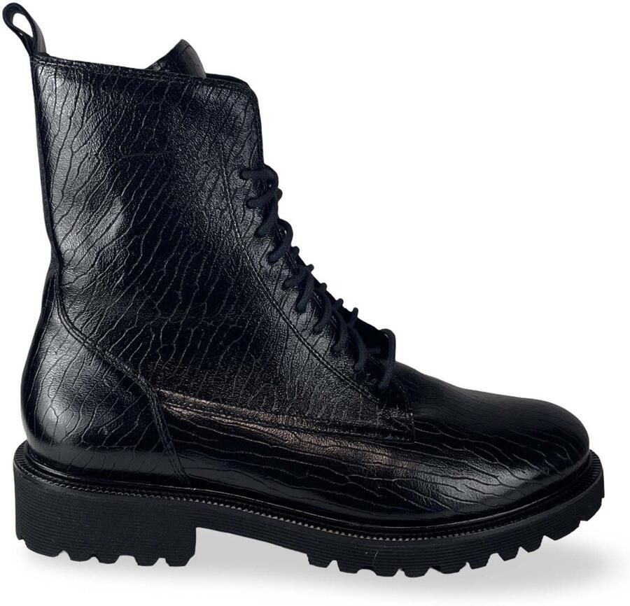 Durea 9801 H Hoge sneakersVeterlaarzenDames veterschoenenDames sneakersHalf-hoge schoenen Zwart