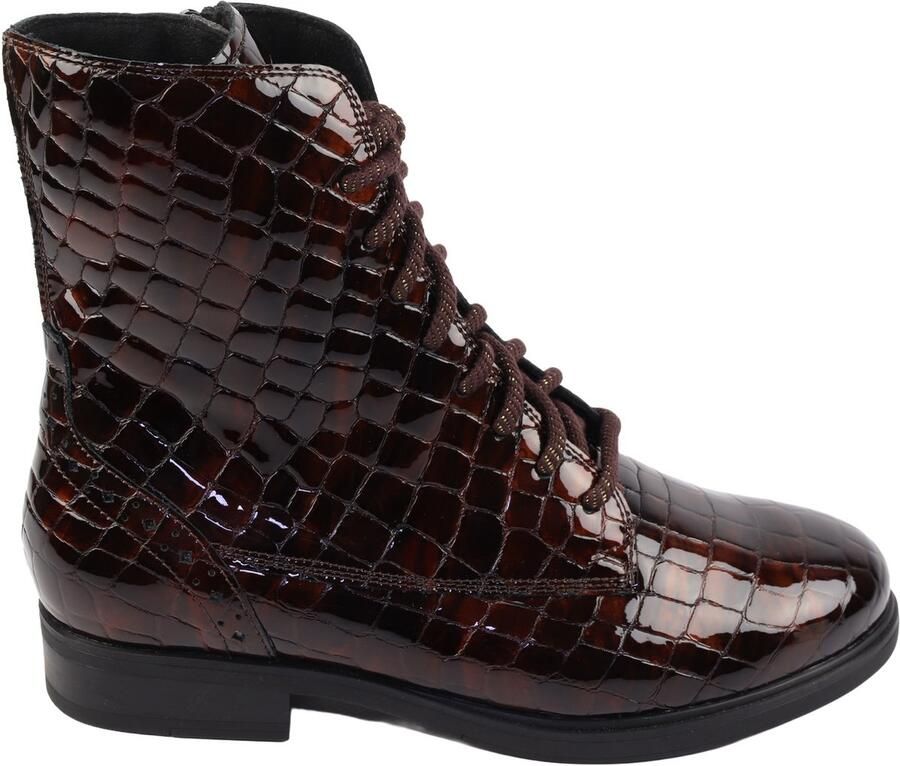 Durea 9826 Veterboots Vrouwen bruin lak