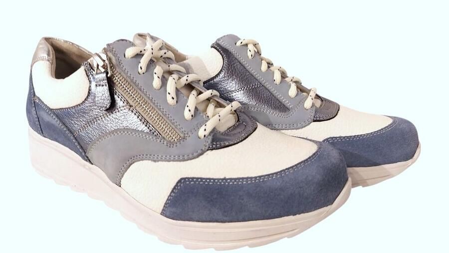 Durea Dames Veterschoenen 6279-685-1490 Savoia wit matzi Jeansblauw - Foto 2