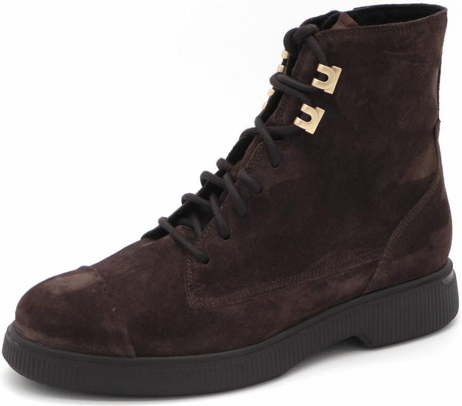 Durea Dames Veterboot 9837-838-5521 Donkerbruin Wijdte K