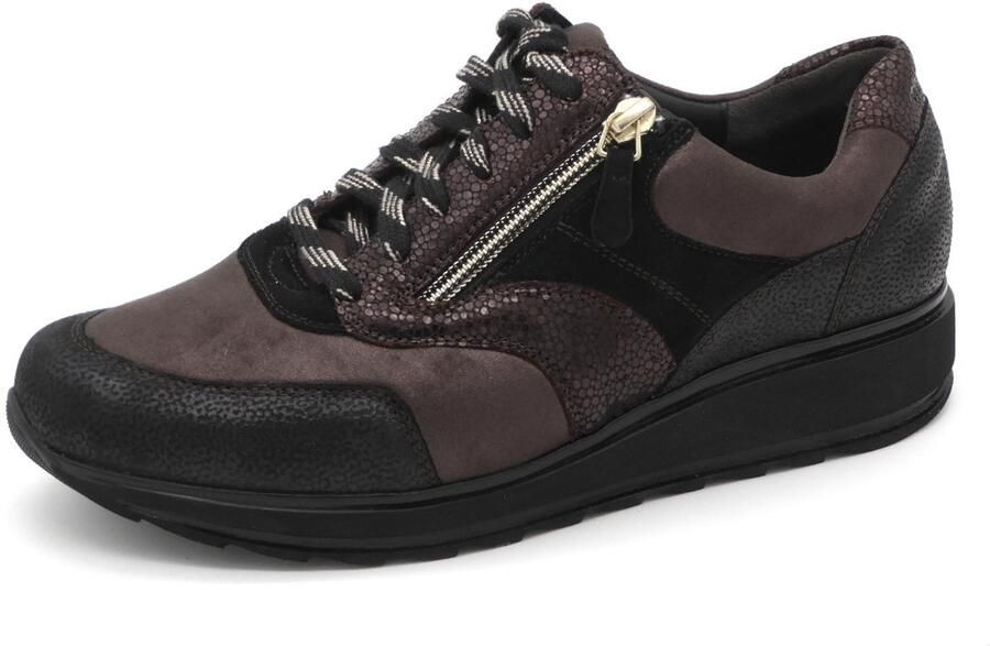 Durea Duera Dames Sneaker 6279-688-2352 Zwart Bruin Wijdte K (40)