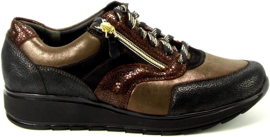 Durea Dames Sneaker 6279-688-2352 Zwart Bruin Wijdte K (38.5)