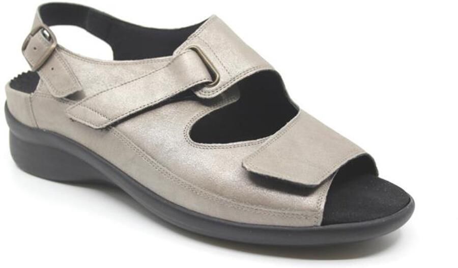 Durea 7178 219 8164 Taupe kleurige brede dames sandalen met klittenband sluiting - Foto 2