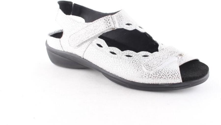 Durea 7258 216 6683 Zilver kleurige dames sandalen met klittenband sluiting - Foto 5