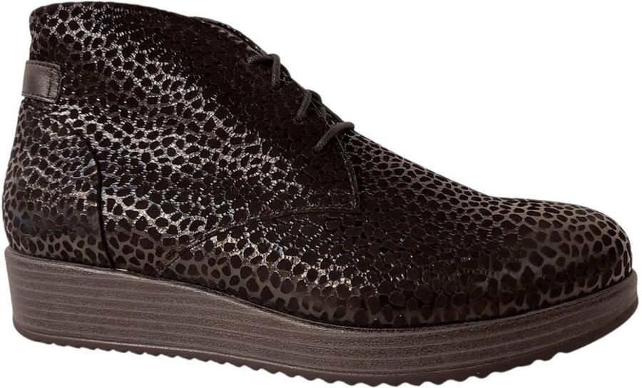 Durea Lage Veterboot 9824 475 1816 Zwart Print Wijdte H