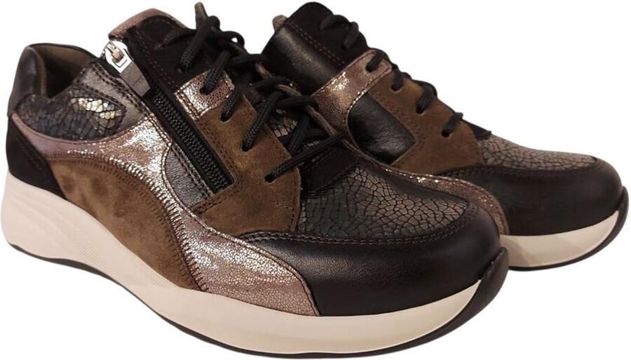 Durea Sneaker 6318 608 2266 Zwart Gunmetal Olive Wijdte K