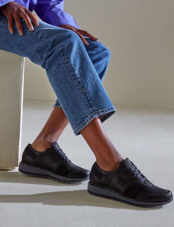 Durea Sneakers Dames Lage sneakers Damesschoenen Suède 6225 685 Zwart - Foto 3