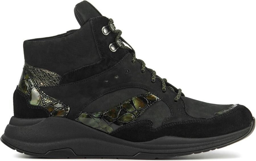 Durea 9755~K~~~~~~~~~~~~~~~~~~~~~~~~ Hoge sneakersVeterlaarzenDames veterschoenenDames sneakersHalf-hoge schoenen Zwart