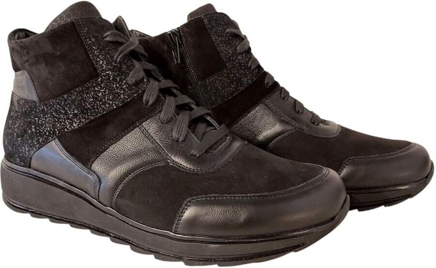 Durea 9745 H Hoge sneakersVeterbootsDames veterschoenenDames sneakersHalf-hoge schoenen Zwart - Foto 2