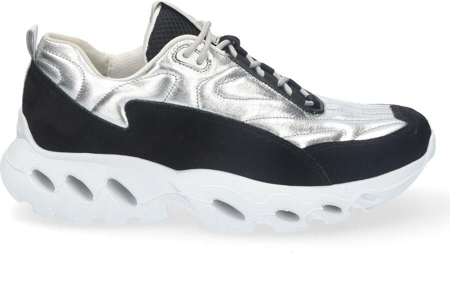 Durea zwart met zilver metallic dames sneakers