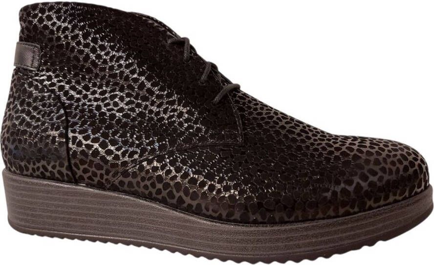Durea Lage Veterboot 9824 475 1816 Zwart Print Wijdte H