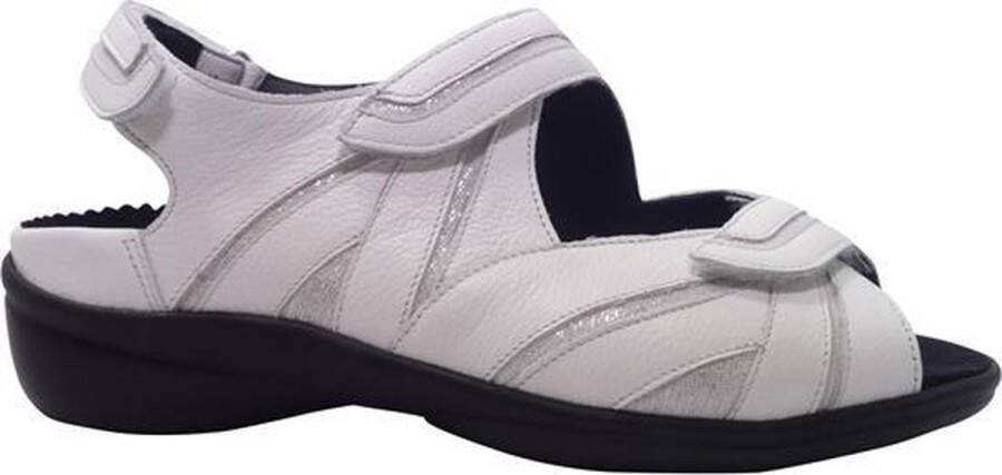 Durea 7390 218 8255 Witte dames sandalen met klittenband sluiting