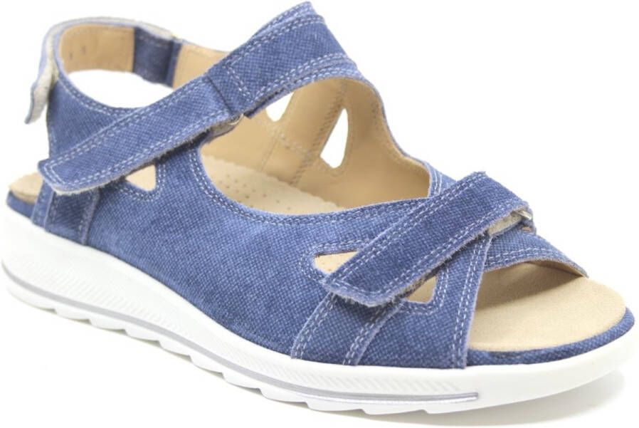 Durea 7407 795 0198 Jeansblauwe dames sandalen met klittenband sluiting - Foto 1