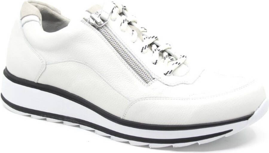 Durea 6263 682 9788 Witte smalle sneakers wijdte E