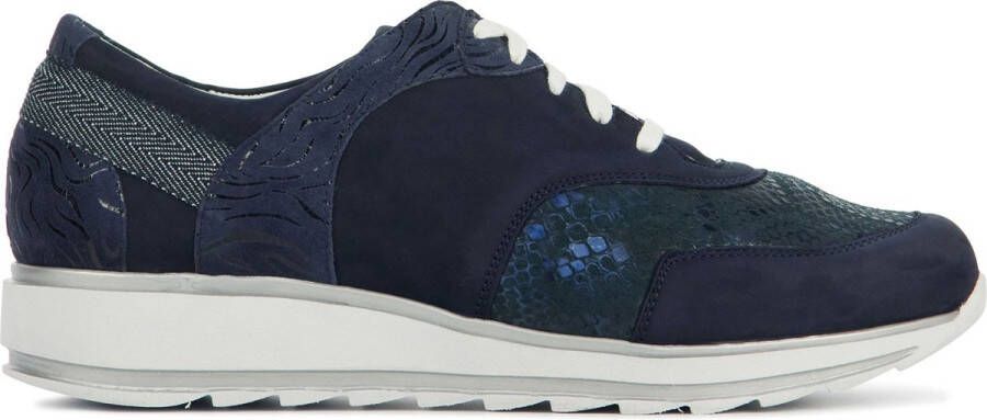 Durea Sneakers Dames Lage sneakers Damesschoenen Leer 6225 688 Pythonprint Blauw combi (42 5)