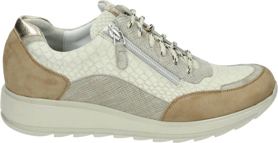 Durea Sneakers Dames Lage sneakers Damesschoenen Leer 6263 685 Pythonprint Beige combi