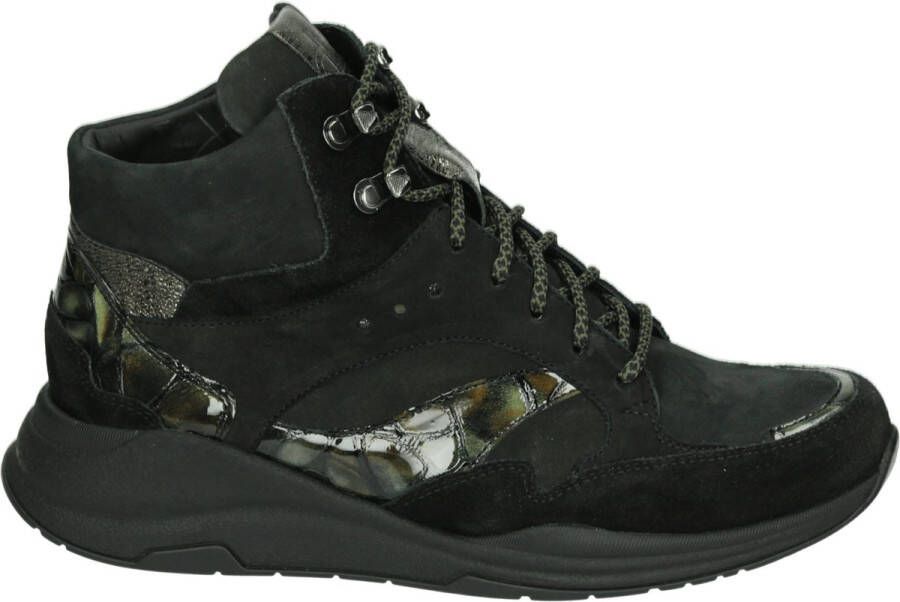 Durea 9755~K~~~~~~~~~~~~~~~~~~~~~~~~ Hoge sneakersVeterlaarzenDames veterschoenenDames sneakersHalf-hoge schoenen Zwart