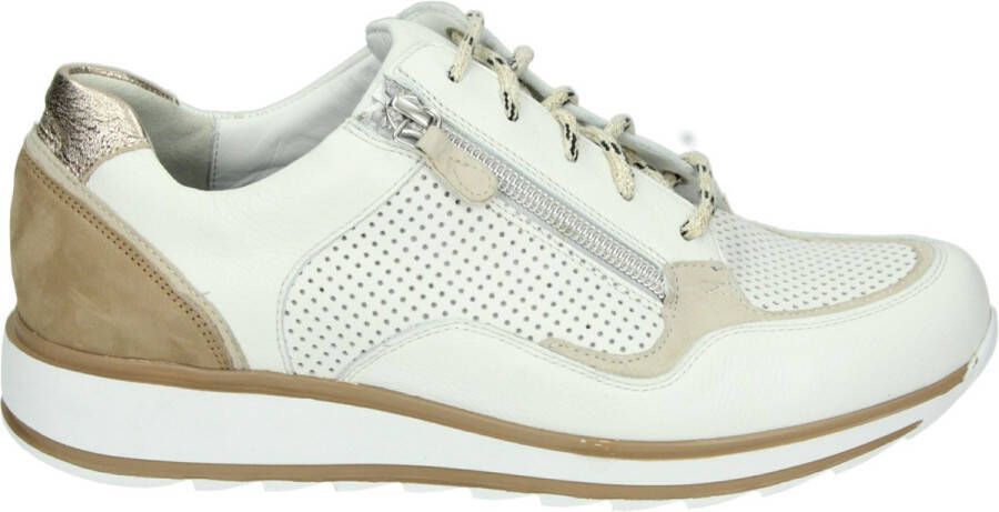 Durea Sneakers Dames Lage sneakers Damesschoenen Leer 6262 688 Wit combi