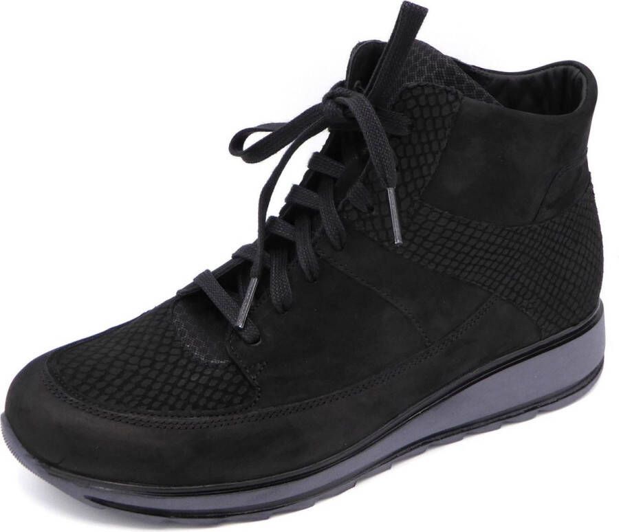 Durea 9684 H Volwassenen VeterlaarzenHoge sneakersDames veterschoenenHalf-hoge schoenen Zwart