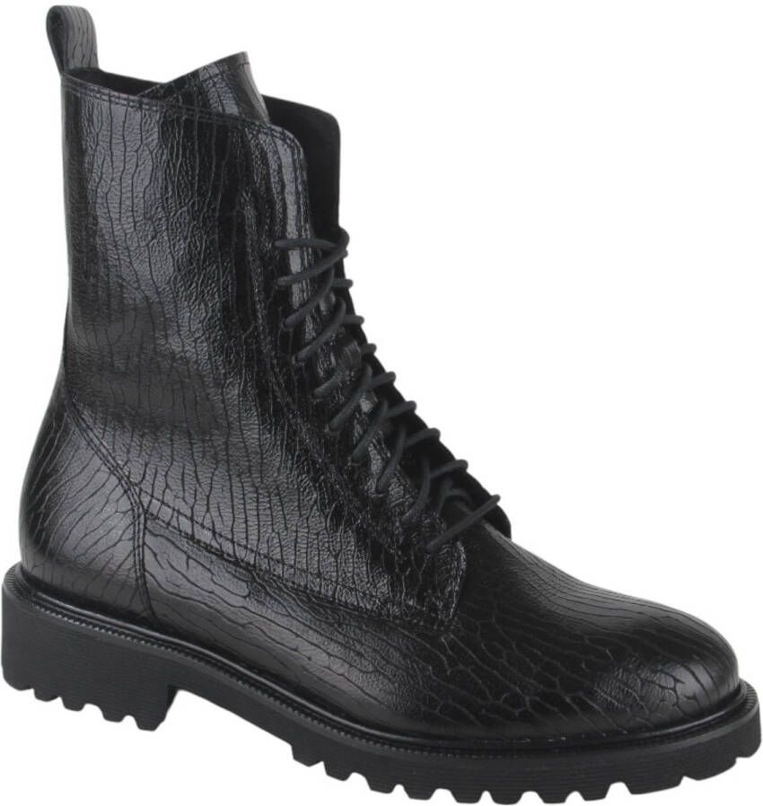 Durea 9801 H Hoge sneakersVeterlaarzenDames veterschoenenDames sneakersHalf-hoge schoenen Zwart