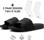 DUTCH'D Rubberen slipper + GRATIS 2 paar Sport Sokken t.w.v € 13 95 Sloffen Logo slides zwart anti slip badslippers Comfortabel Dubbele maten Nederlands merk unisex Slipper - Thumbnail 19