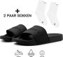 DUTCH'D Rubberen slipper + GRATIS 2 paar Sport Sokken t.w.v € 13 95 Sloffen Logo slides zwart anti slip badslippers Comfortabel Dubbele maten Nederlands merk unisex Slipper - Thumbnail 17