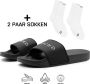 DUTCH'D Rubberen slipper + Gratis koffie thee mok TWV € 14 95 Tijdelijk! zwart wit anti slip Comfortabel Dubbele maten unisex Heren Badslippers Slippers Badslippers - Thumbnail 9