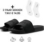 DUTCH'D Rubberen slipper + GRATIS 2 paar Sport Sokken t.w.v € 13 95 Sloffen Logo slides zwart anti slip badslippers Comfortabel Dubbele maten Nederlands merk unisex Slipper - Thumbnail 6