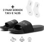 DUTCH'D Rubberen slipper + Gratis koffie thee mok TWV € 14 95 Tijdelijk! zwart wit anti slip Comfortabel Dubbele maten unisex Heren Badslippers Slippers Badslippers - Thumbnail 7