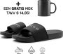 DUTCH'D Rubberen slipper + Gratis koffie thee mok TWV € 14 95 Tijdelijk! zwart wit anti slip Comfortabel Dubbele maten unisex Heren Badslippers Slippers Badslippers - Thumbnail 18