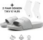 DUTCH'D Rubberen slipper + Gratis koffie thee mok TWV € 14 95 Tijdelijk! Grijs anti slip Comfortabel Dubbele maten unisex Heren Badslippers Slippers Badslippers - Thumbnail 6