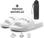 DUTCH'D Badslippers + Waterfles Cadeau! Badslippers Badslippers Slippers en Dubbele maten Unisex Slippers Badslipper Wit Anti Slip- Sauna slippers - Thumbnail 2