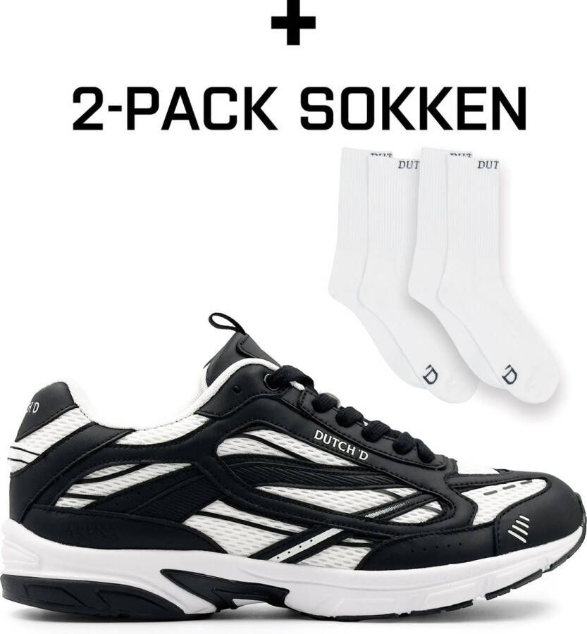 DUTCH'D Sneaker + Gratis 2 paar sokken White Black Arena